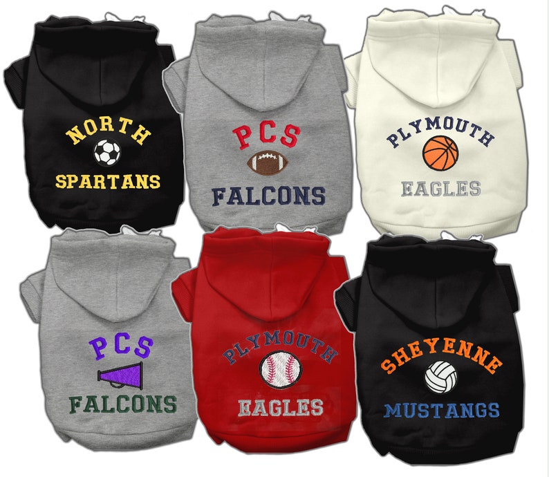 Personalized Sports Team Embroidered Dog Shirt, Custom Sports Fan Dog Hoodie Puppy Clothing