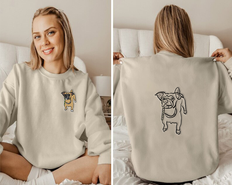 Custom Embroidered Pet Full Body Embroidery on the Front and Back of Sweatshirt Hoodie