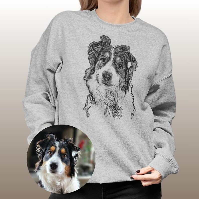 Custom Pet Pen Art Portrait T-shirt Sweatshirt Hoodie Pet Face Print Shirt