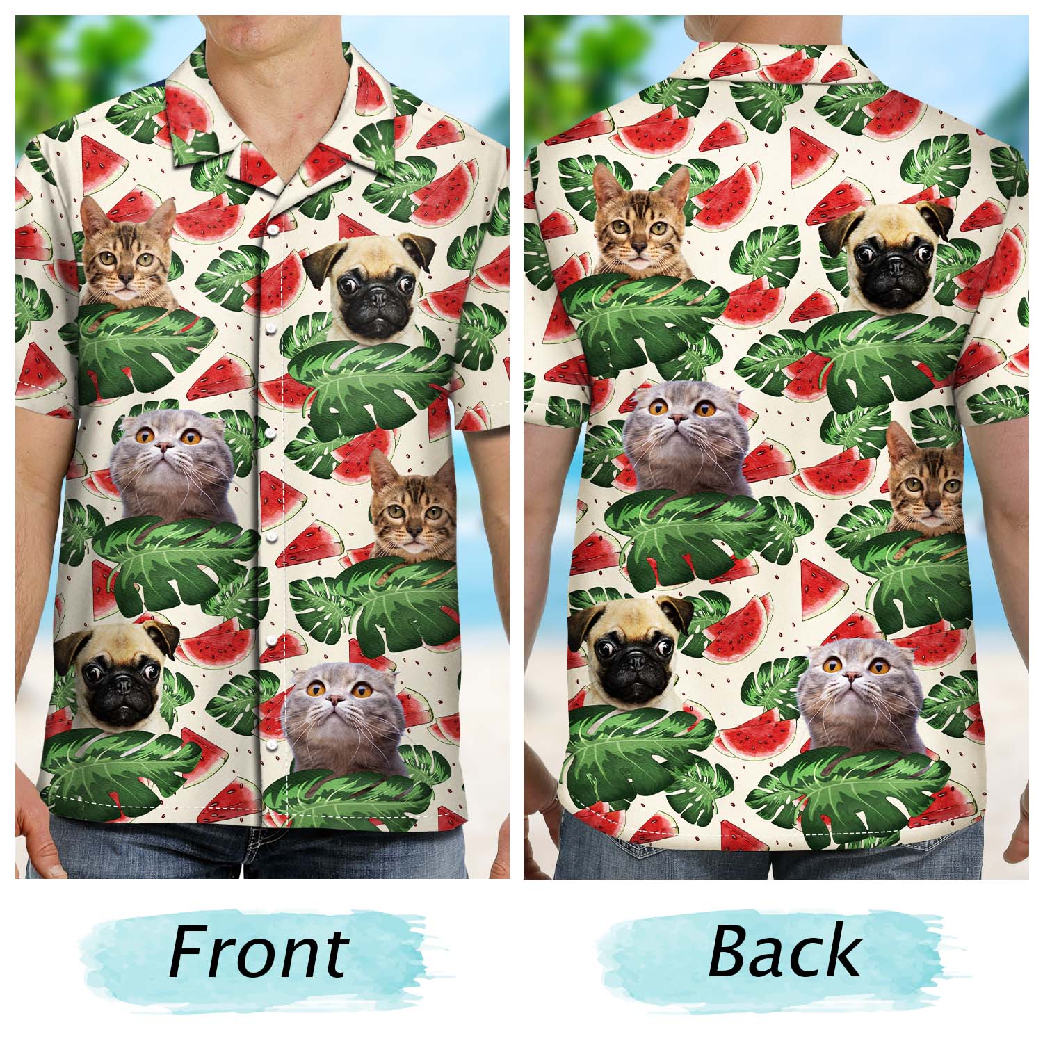 Custom Photo Funny Family Pet - Personalized Custom Hawaiian Shirt