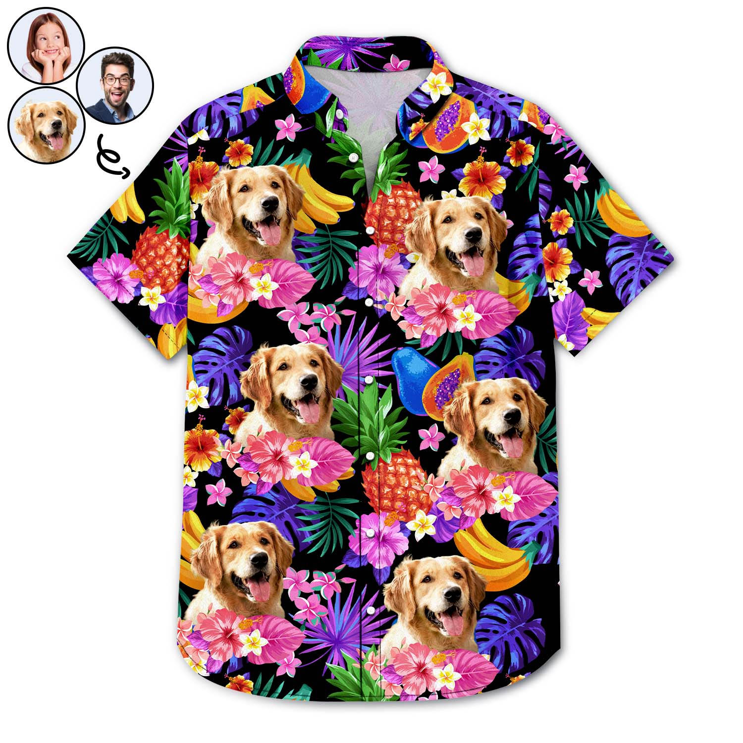 Custom Photo Funny Family Pet Tropical - Personalized Custom Hawaiian Shirt