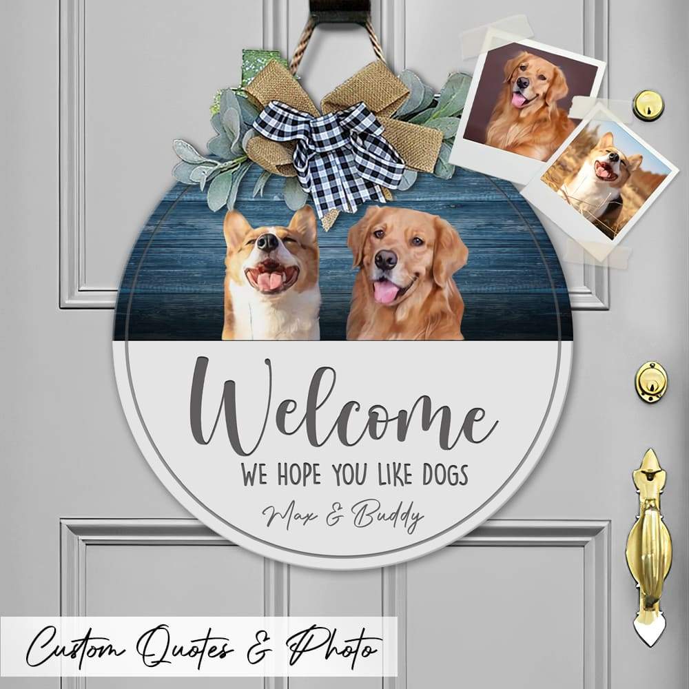 Hope you like Big Dog Wooden Door Sign With Wreath Personalized Pet Welcome Sign