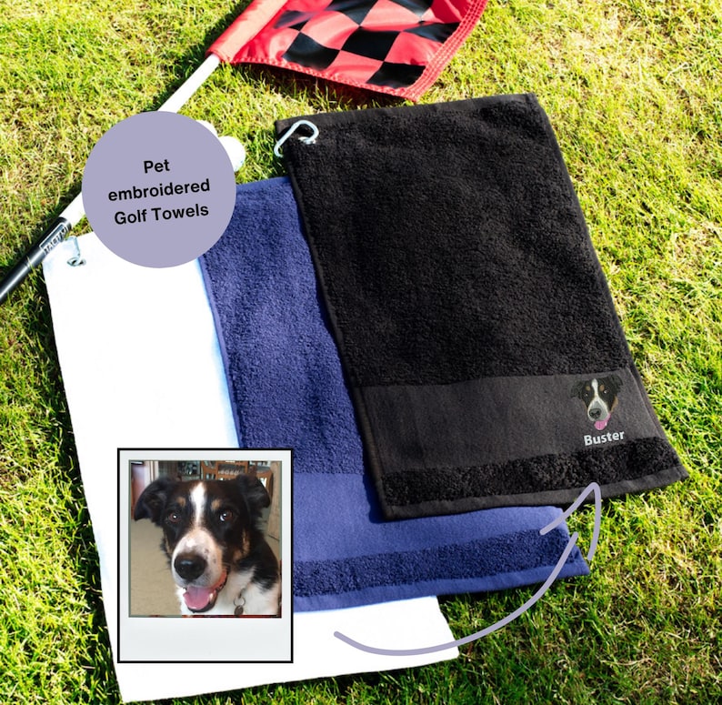 Personalized Embroidered Pet Portrait Golf Towel