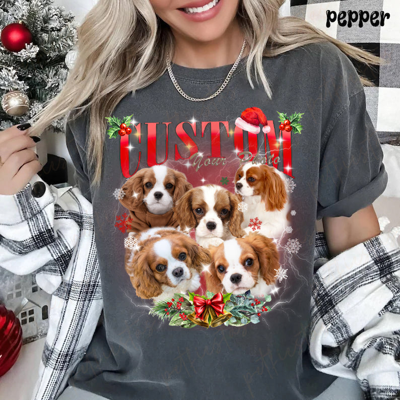 Christmas Custom Bootleg Rap Tee, Custom Christmas Dog Cat T-shirt 90s Vintage Tee