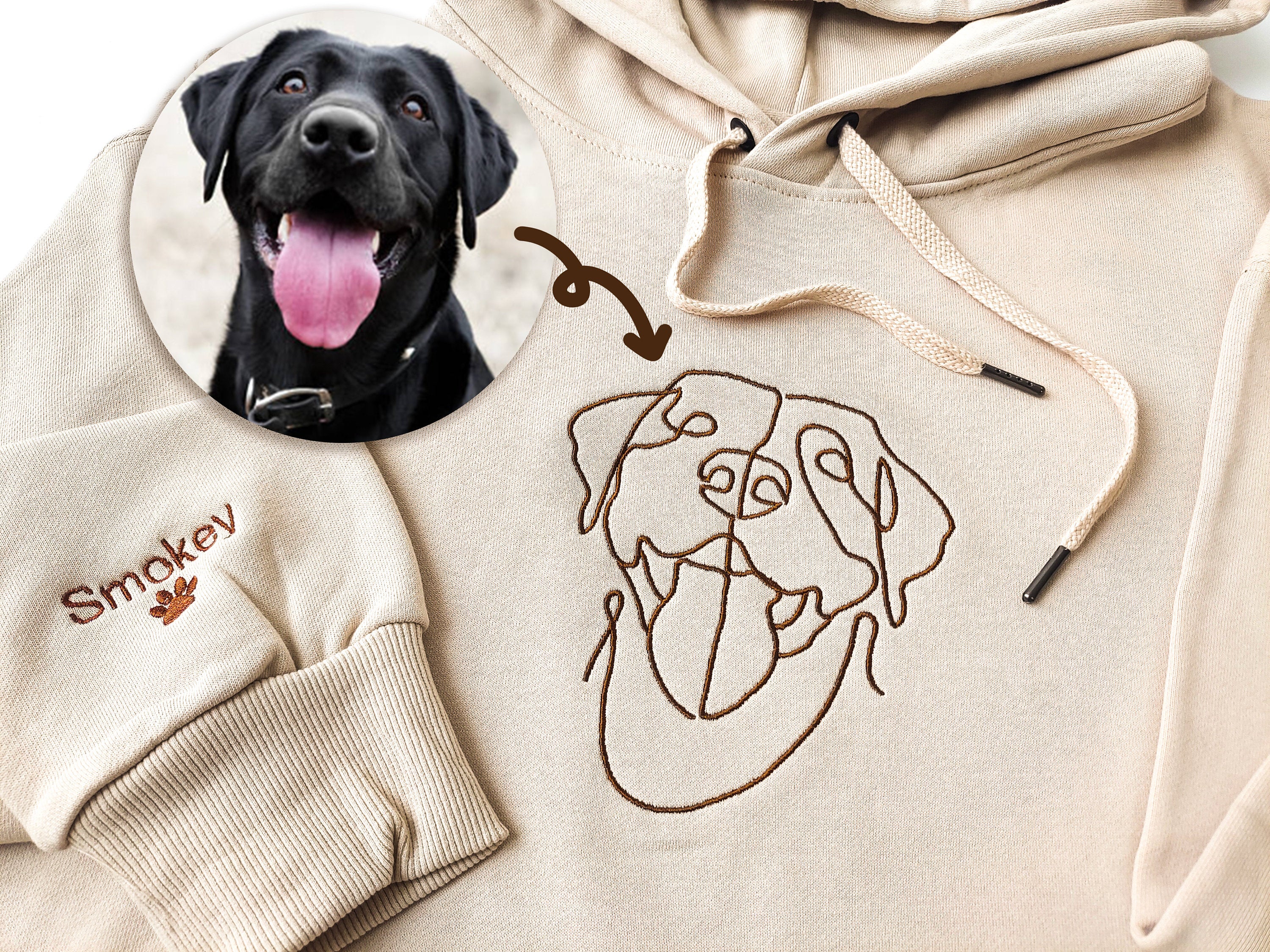 Custom Embroidered Pets Hoodie,Personalised one-line Pet Sweatshirt