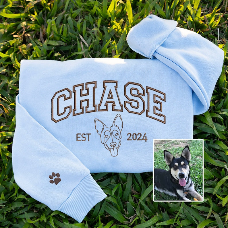 Personalized Embroidered Dog Hoodie Dog Name Sweatshirt T-shirt