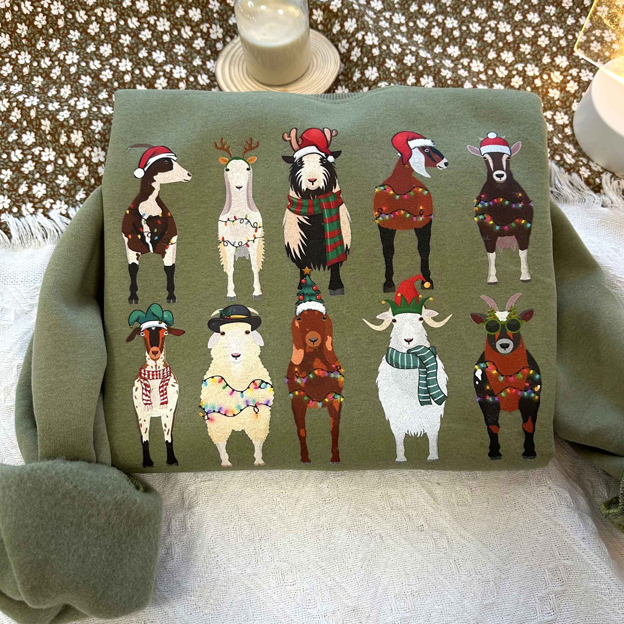 Goat Lover Animals Holiday Christmas Sweatshirt For Kids Youth