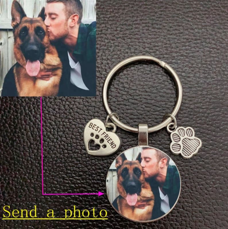 Personalized Pet Dog Photo Keychain Best Friend Keyring Pet Loss Keychain Pet Memorial Jewelry