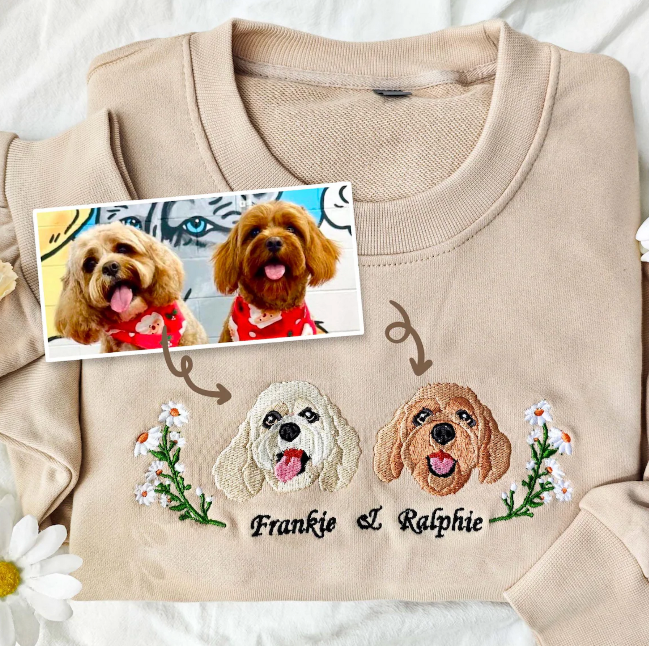 Personalized Pet Portrait Embroidered Sweatshirt T-shirt Hoodie