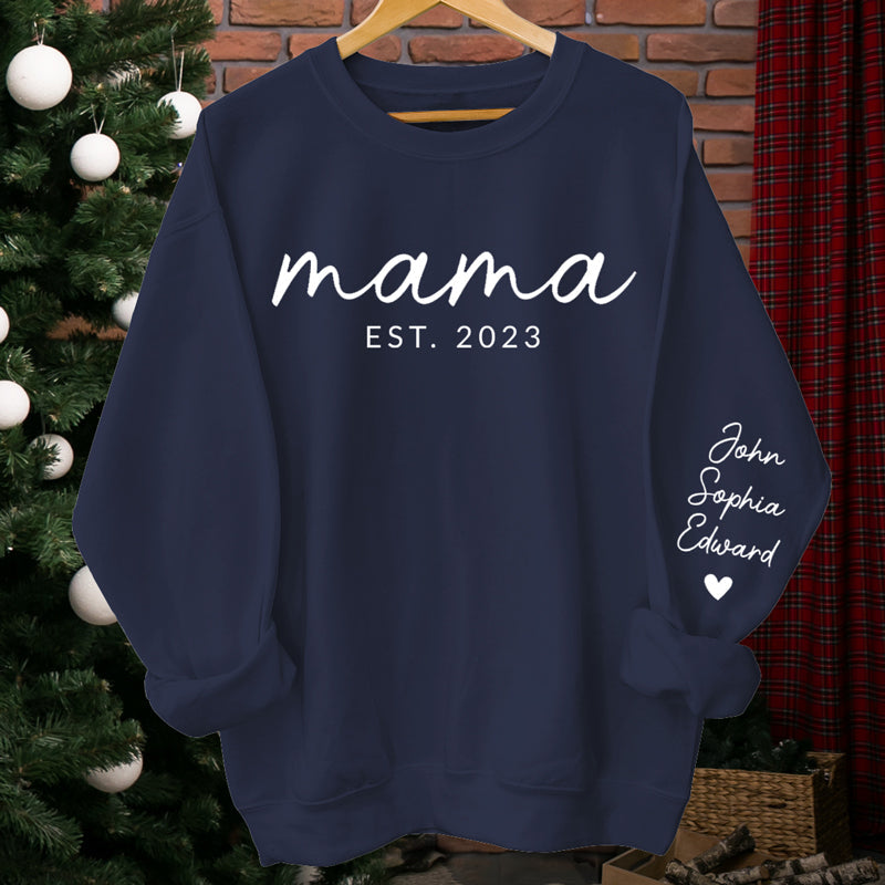 Wife Mom Boss - Family Personalized Custom Unisex Sweatshirt With Design On Sleeve