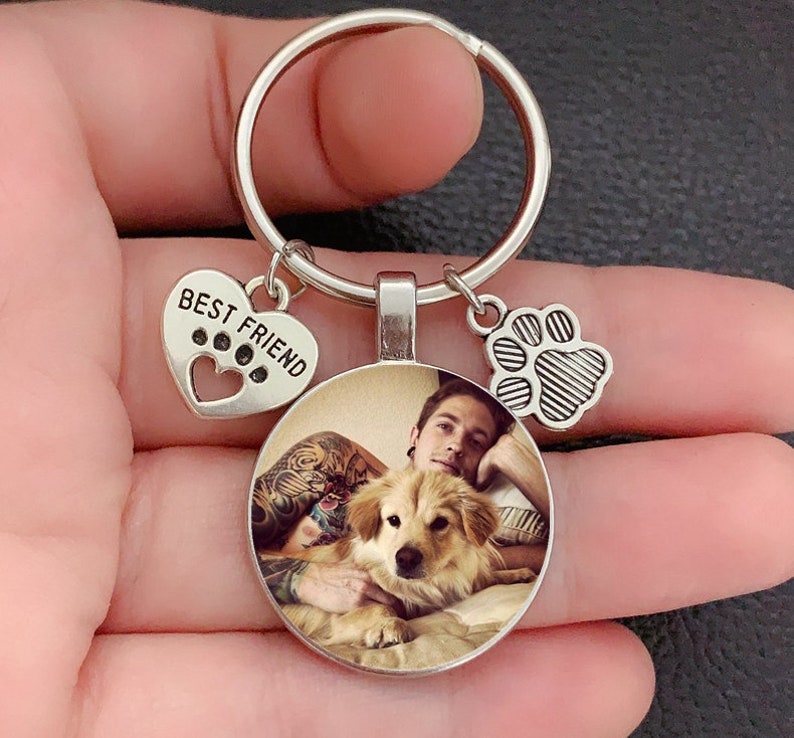 Personalized Pet Dog Photo Keychain Best Friend Keyring Pet Loss Keychain Pet Memorial Jewelry