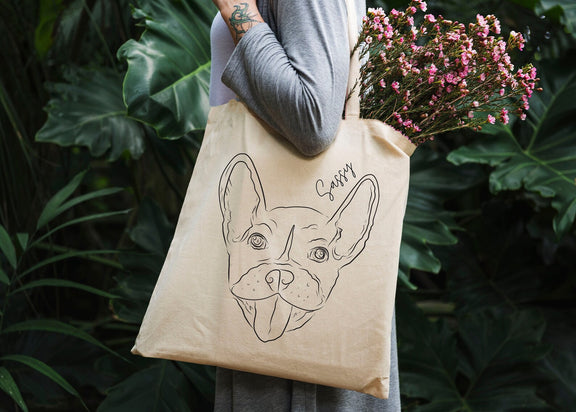 Custom Embroidered Pet Portrait Tote Bag