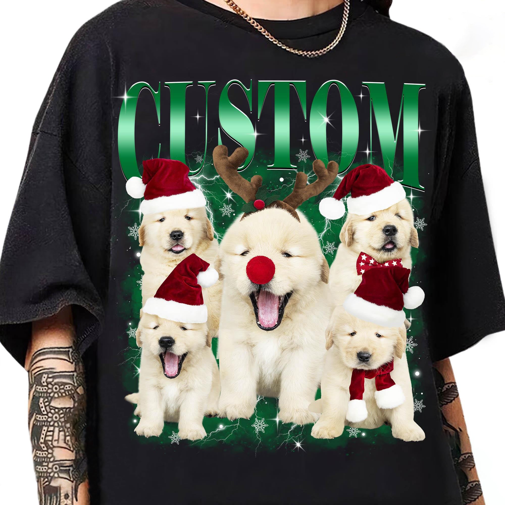 Custom Bootleg Rap Tee, Custom Christmas Dog Cat Pet Vintage Graphic 90s Shirt