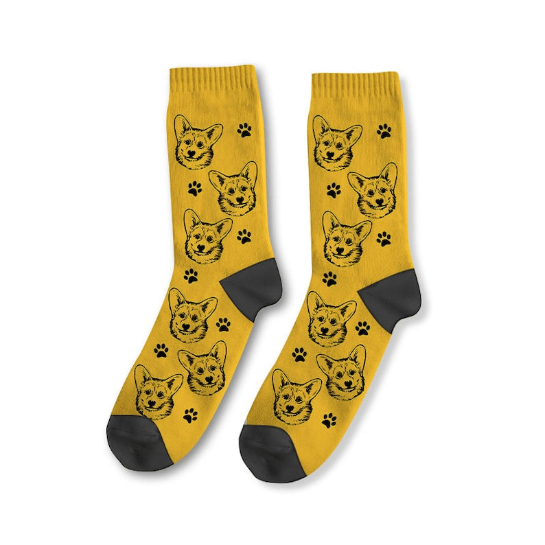 Personalized Face Socks, Custom Pet Socks, Dog Socks, Funny Face Socks