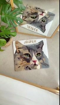 Custom Pet Portrait Tufted Rug, Personalized Animals Rug, Cat Portrait Handmade Rug