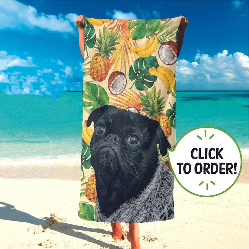 Custom Beach Towel, Personalized Beach Towel with Pet Face