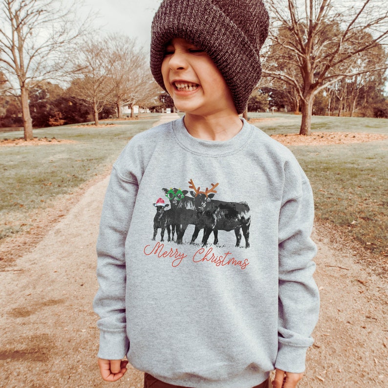 Cow Christmas Farm Animals Holiday Christmas Sweatshirt For Kid Youth