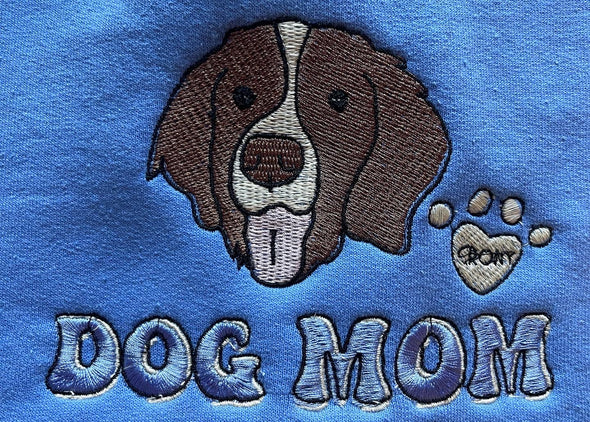 Custom Embroidery Portrait Dog Mom/Dog Dad Crewneck Hoodie