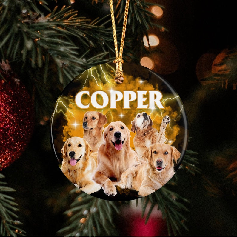 Custom Pet Photos Bootleg Style Christmas Tree Ornament Christmas Gift