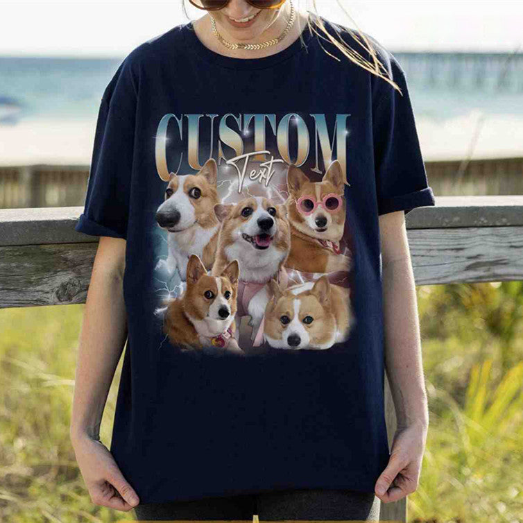 Custom Photos Dog Bootleg Retro 90s Shirt, Custom Pet Photo T-Shirt Sweatshirt Hoodie