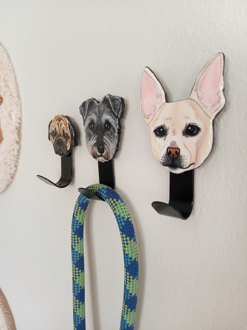 Custom Pet Portrait Leash Hanger