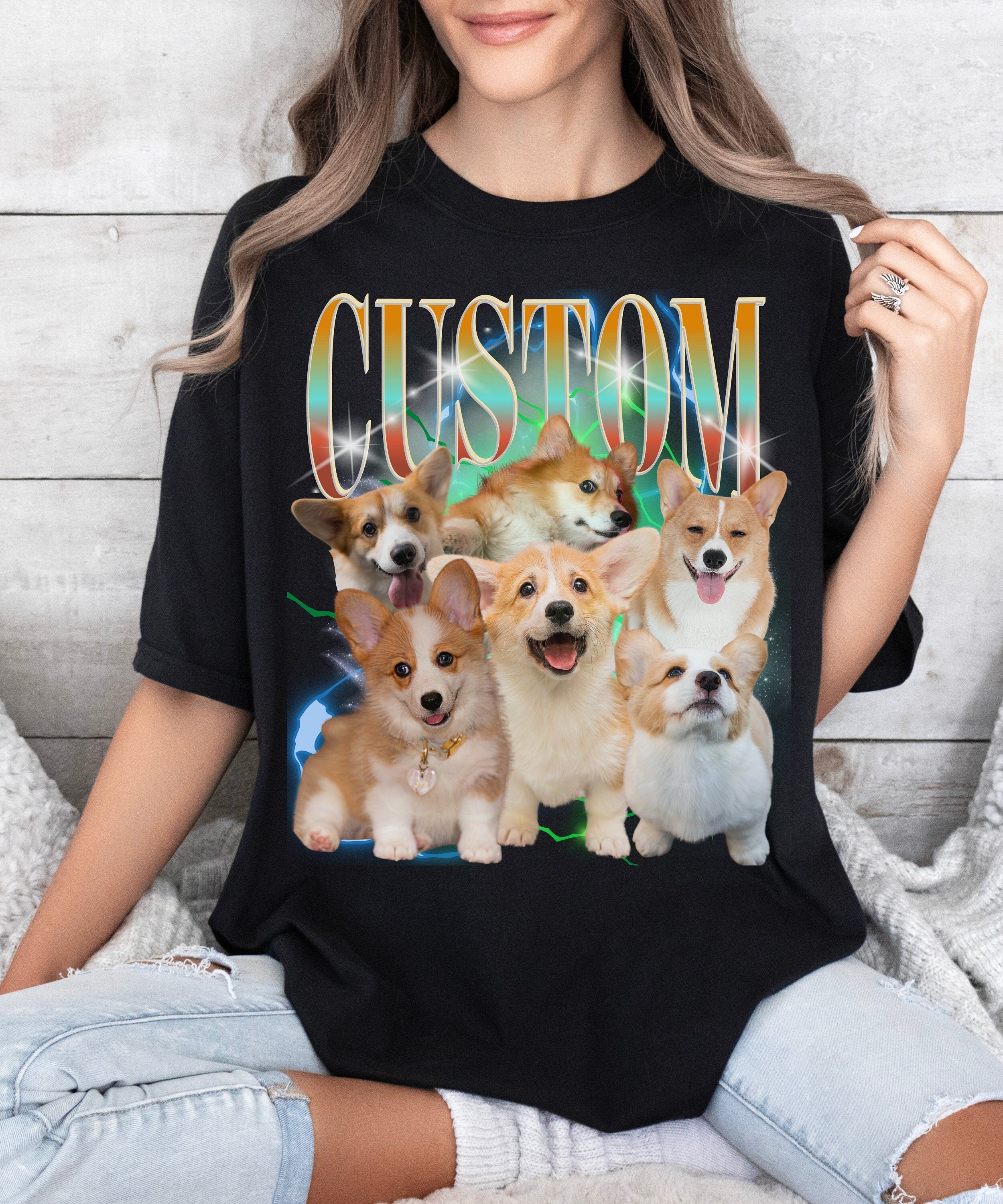 Custom Pet Shirt Retro 90's Custom Vintage Printing Unisex T-shirt Sweatshirt Hoodie