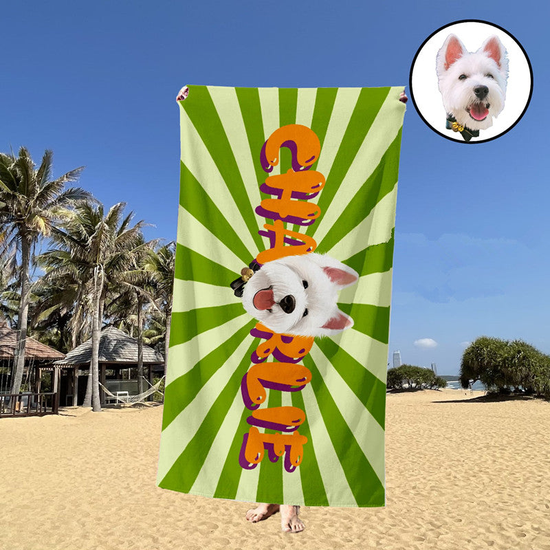 Personalized Beach Towel Pet Photo Beach Towel