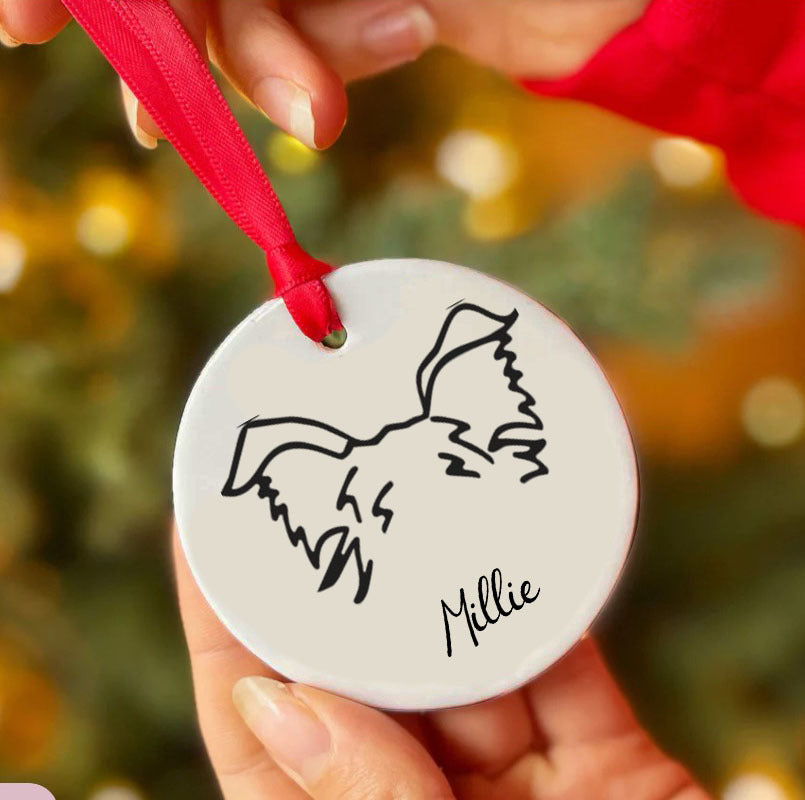 Personalized Dog Ear Custom Ceramic Ornament