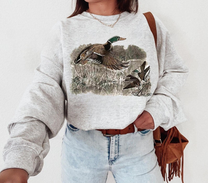 Vintage Duck Shirt, Retro Duck T-Shirt, Animal Lover Shirt, Fall Sweatshirt Hoodie