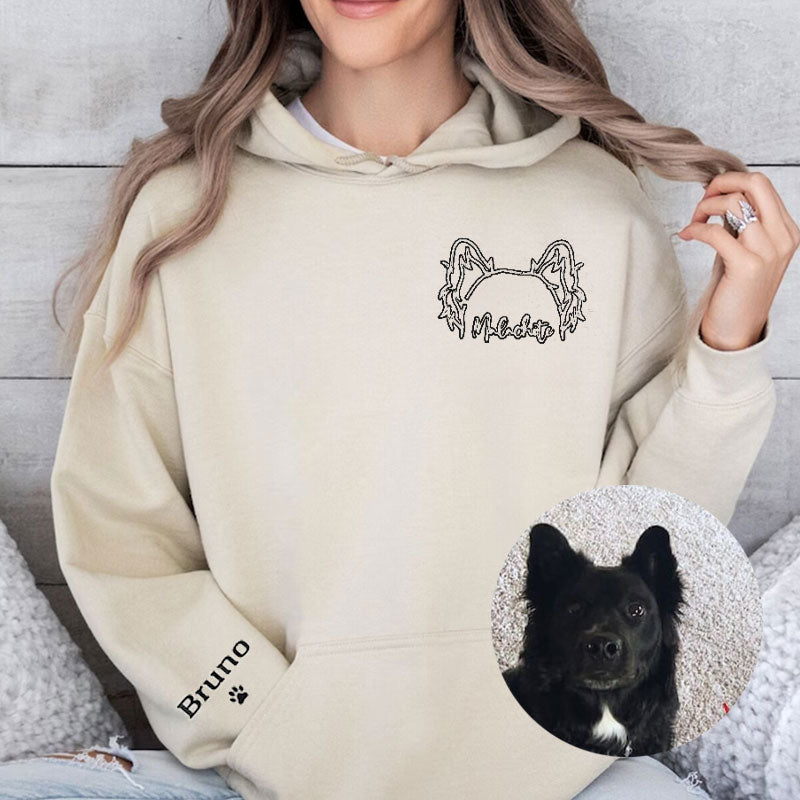 EMBROIDERED Dog Ears Sweatshirt with Personalized Names, Custom Pet Crewneck