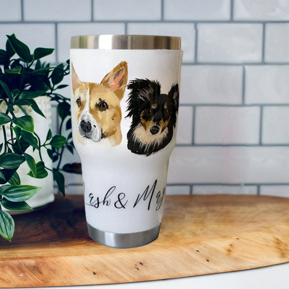 Custom Pet Portrait Tumbler - Oil Painting Effect for Pet Lovers Christmas Gift