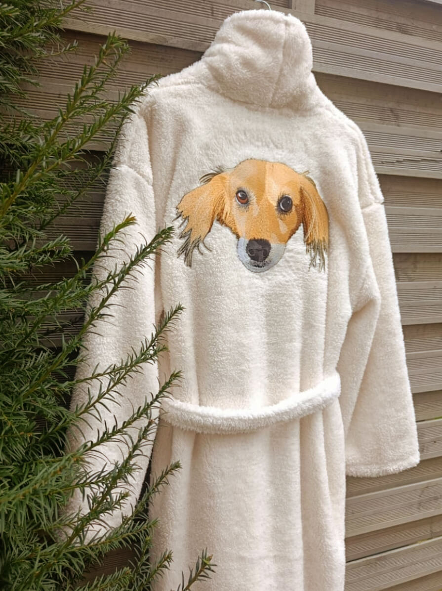 Custom Large Pet Portrait Embroidered Bathrobe