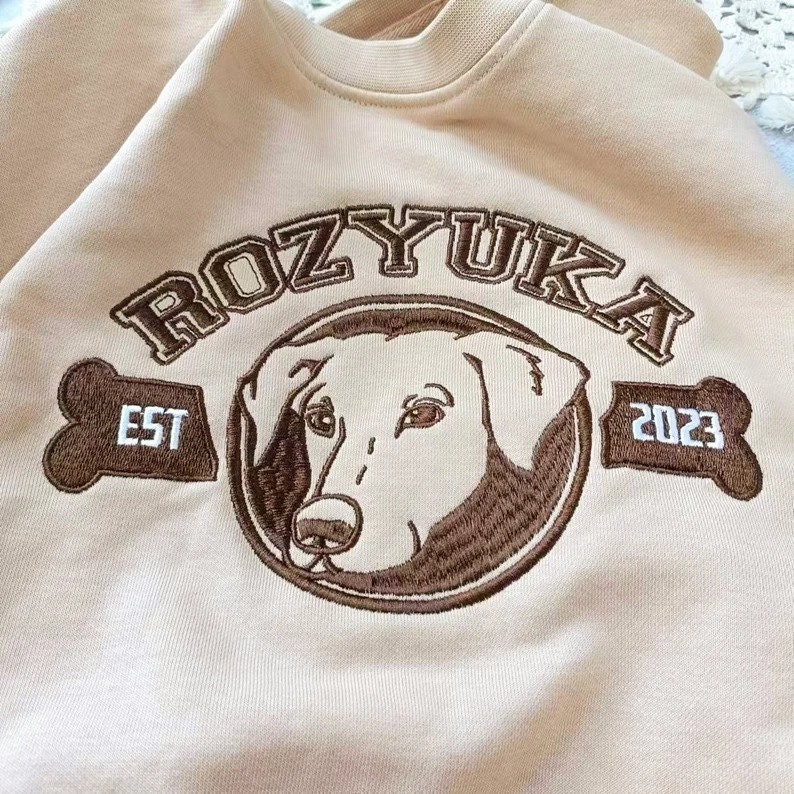 Embroidered Custom Pet with Name, Custom Pet Portrait T-shirt Hoodie Crewneck