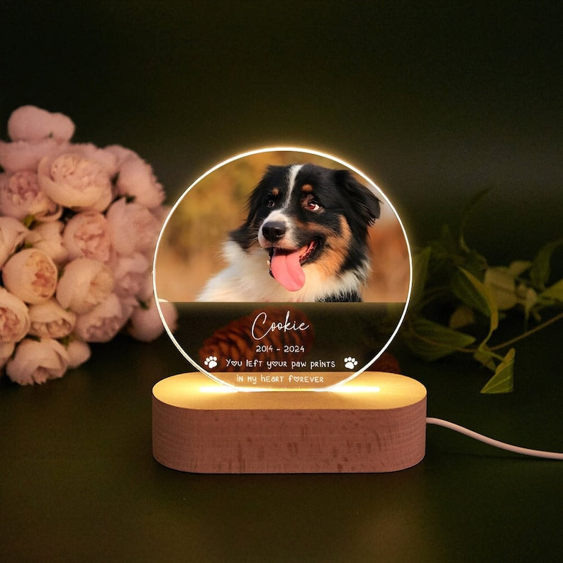 Personalized Pet Memorial LED Night Light,Custom Pet Loss Frame,Pet Photo Light Pet Loss Gift