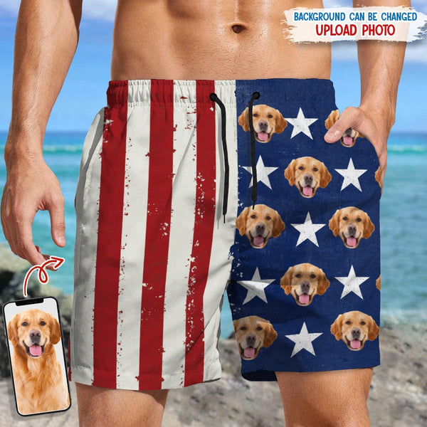 Custom Pet Photo US Stars Beach Short