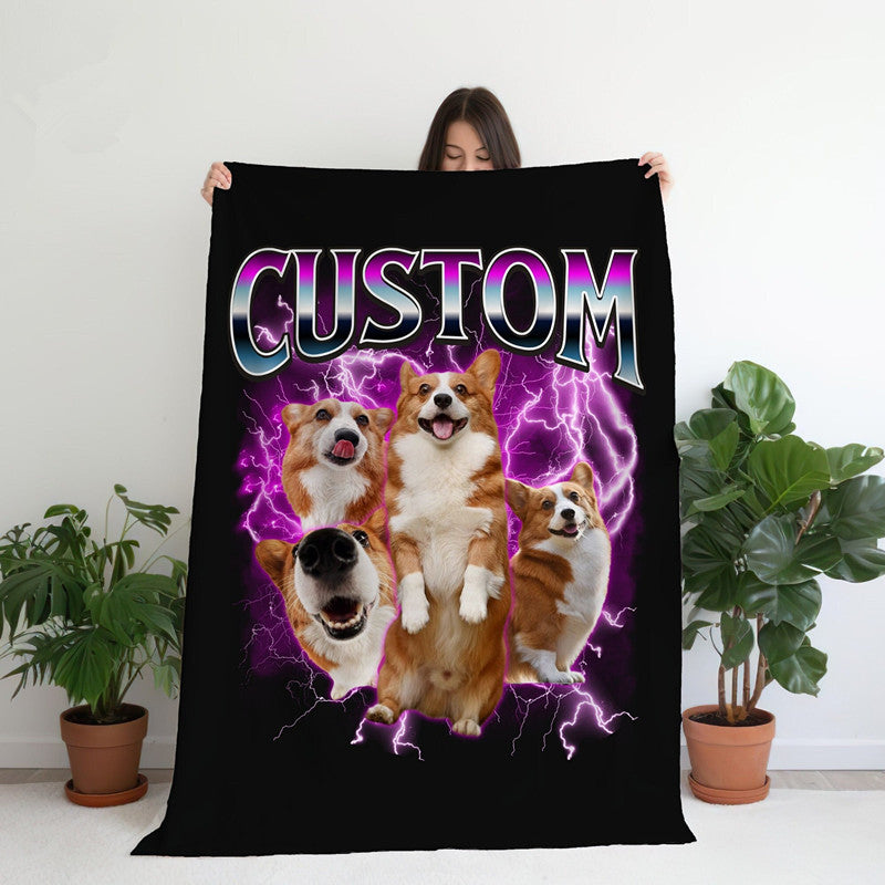 Personalized Pet Portrait Vintage Blanket