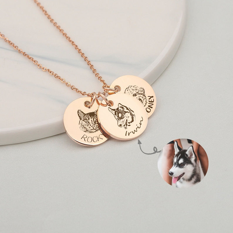 Custom Pet Necklace Using Pet Photo + Name