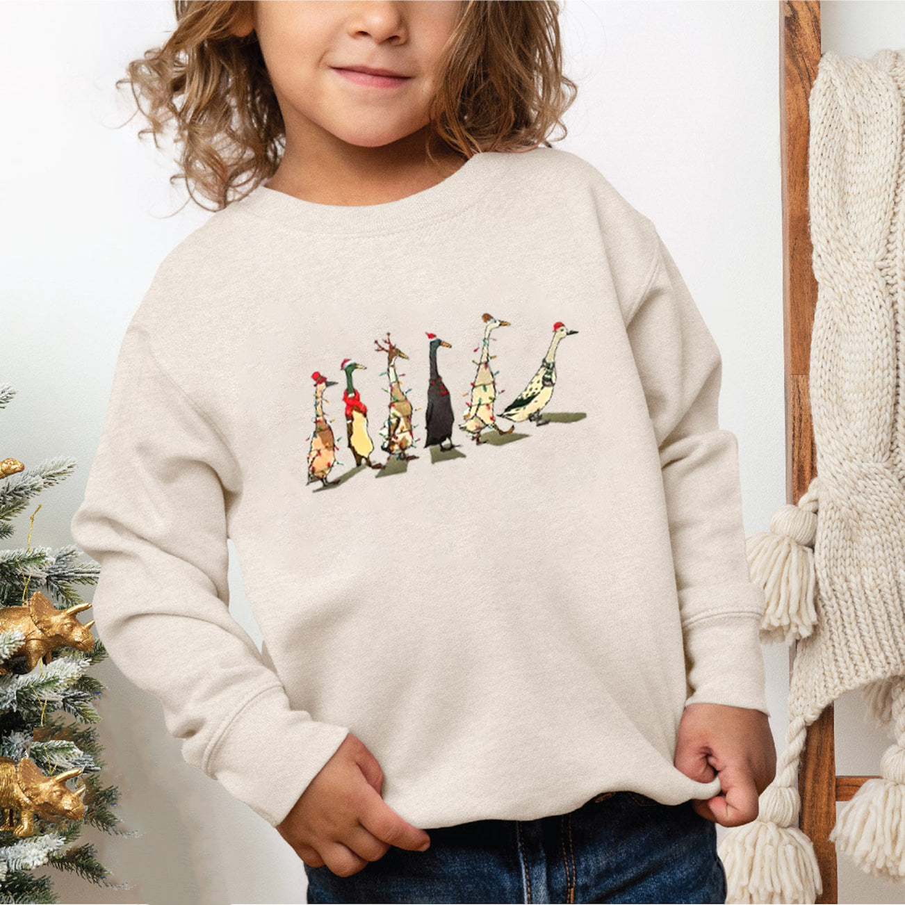 Christmas Santa Duck Christmas Sweatshirt For Kids Youth