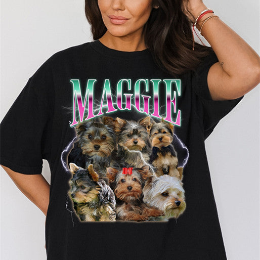 Custom Pet Photo Shirt Bootleg Rap Tee 90s Rap T-shirt Crewneck Hoodie