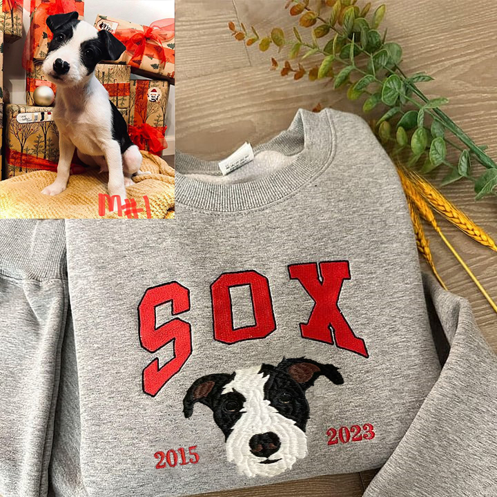 Custom Pet Memorial Pet Photo Embroidery with Est Year T-shirt Sweatshirt Hoodie