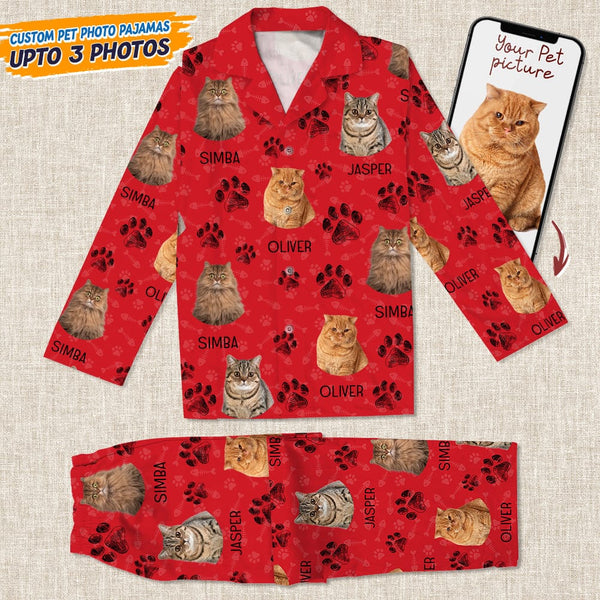 Custom Photo Dog Cat Paw For Dog Cat Lover Pajamas Set