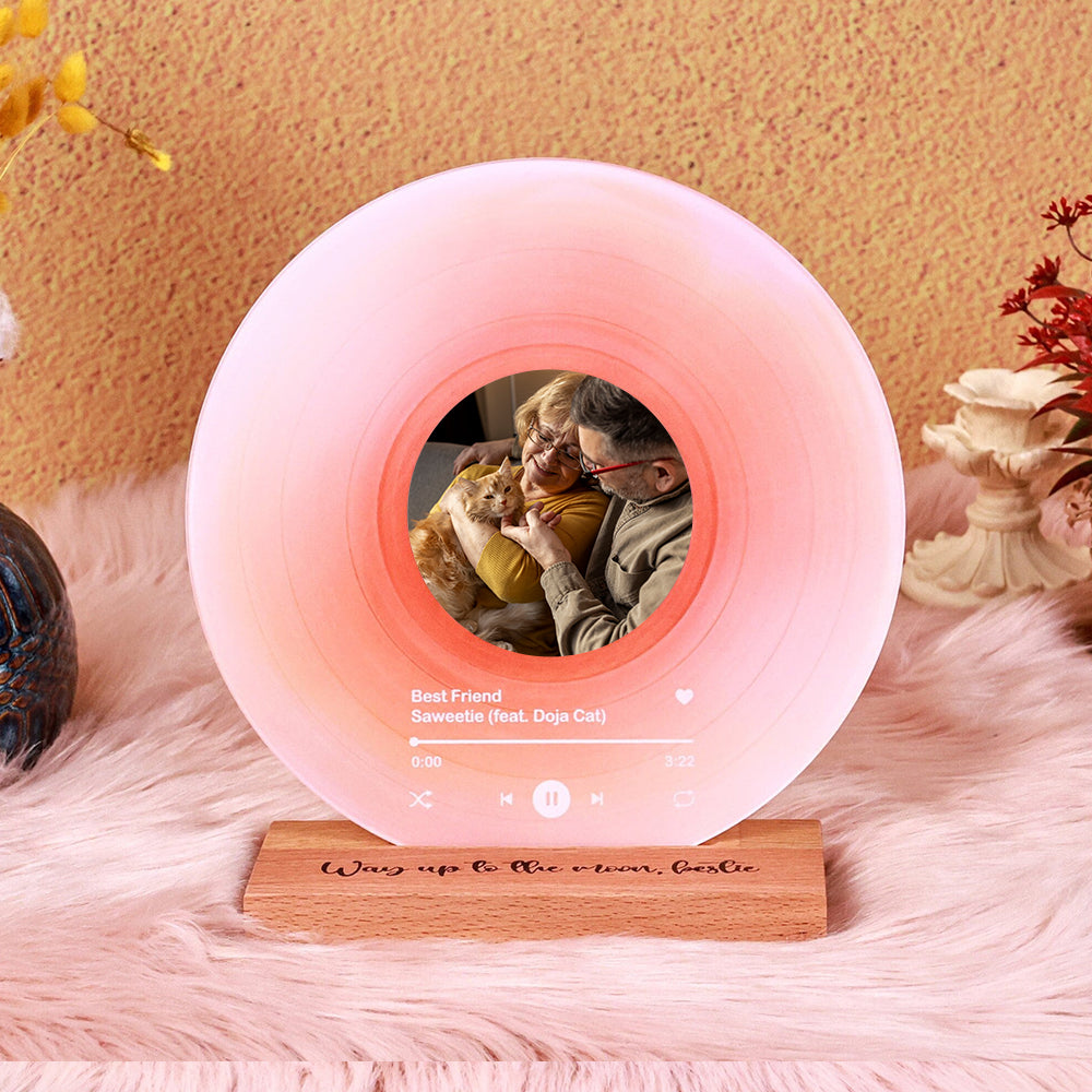 Personalized Vinyl Record with Pet Photo and Engraved Text- Acrylic Song Plaque - Gift for Pet Lovers