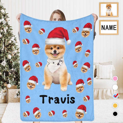 Personalized Dog Portrait Throw Blanket, Custom Blanket With Photo&Name Christmas Gift