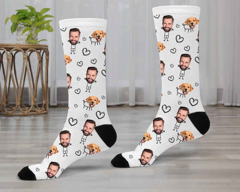 Custom Face Socks, Dog Dad Picture Socks, Father's Day Gifts