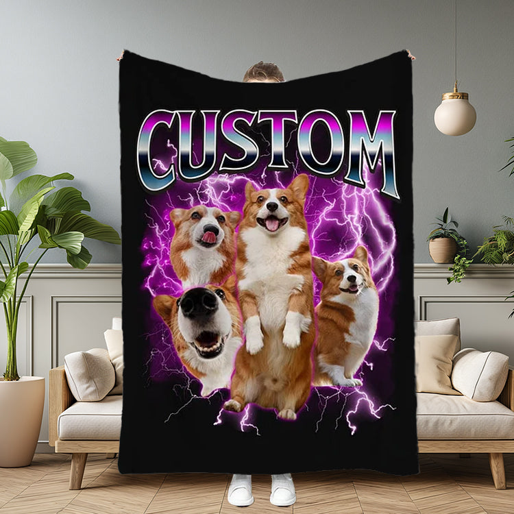 Personalized Pet Portrait Vintage Blanket