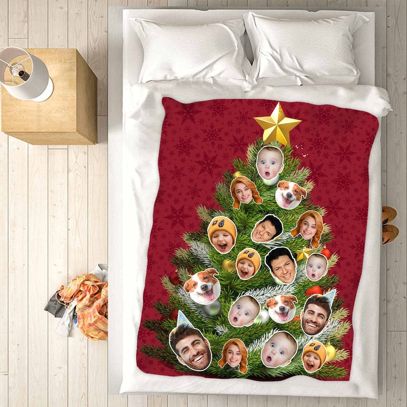 Custom Christmas Photo Blanket,Christmas Blanket Personalized Pet Faces Blankets