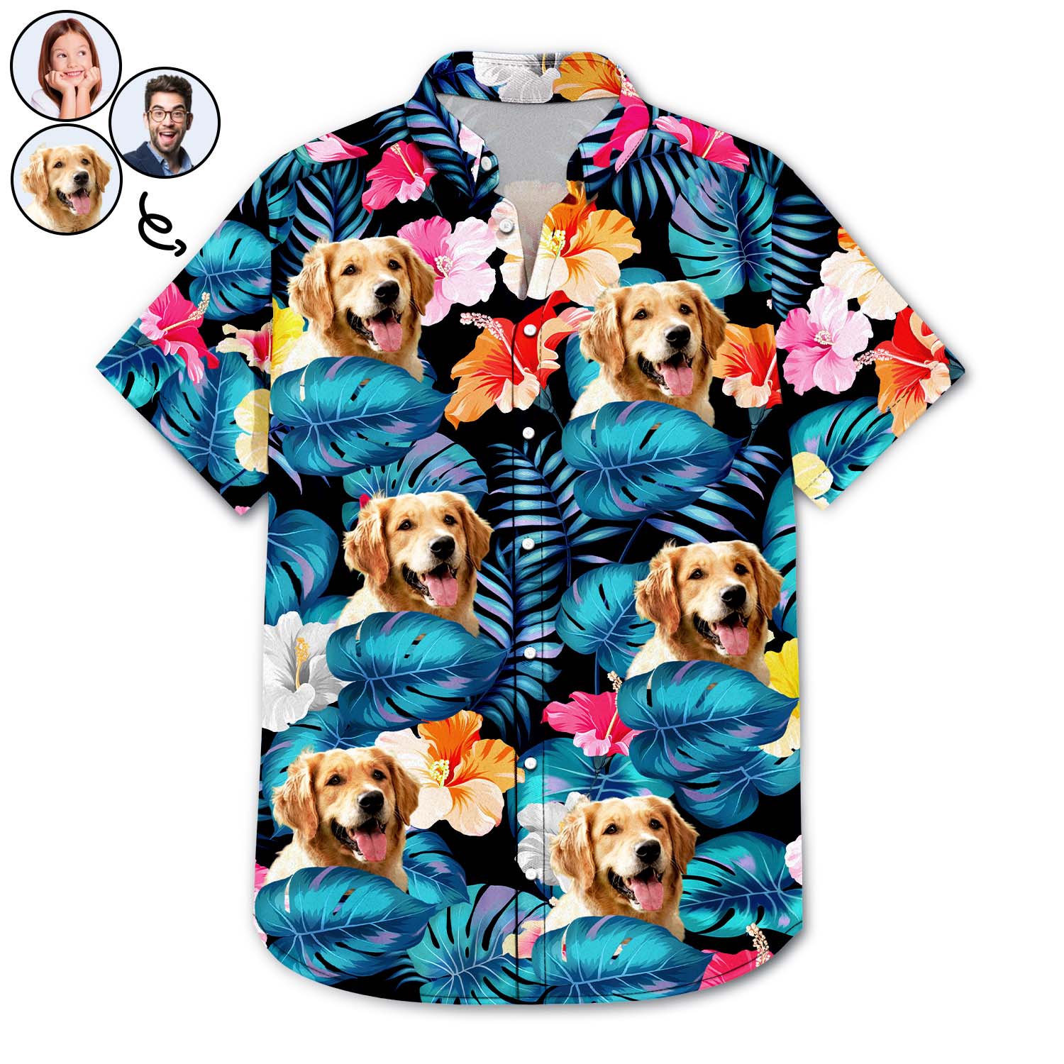 Custom Photo Funny Family Pet - Personalized Custom Hawaiian Shirt