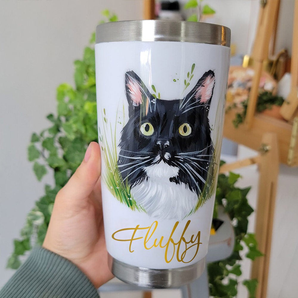 Custom Pet Portrait Tumbler - Oil Painting Effect for Pet Lovers Christmas Gift