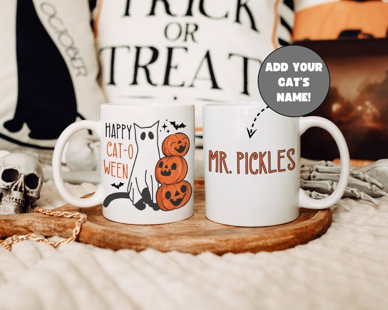 Personalized Cat Dog Photo Mug Halloween, Custom Pet Mug, Customized Gift for Halloween