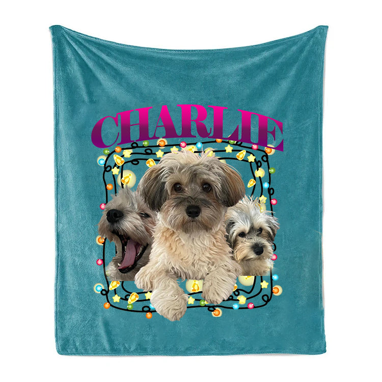 Christmas Personalized Dog Blanket Custom Christmas Retro Style Pet Blanket